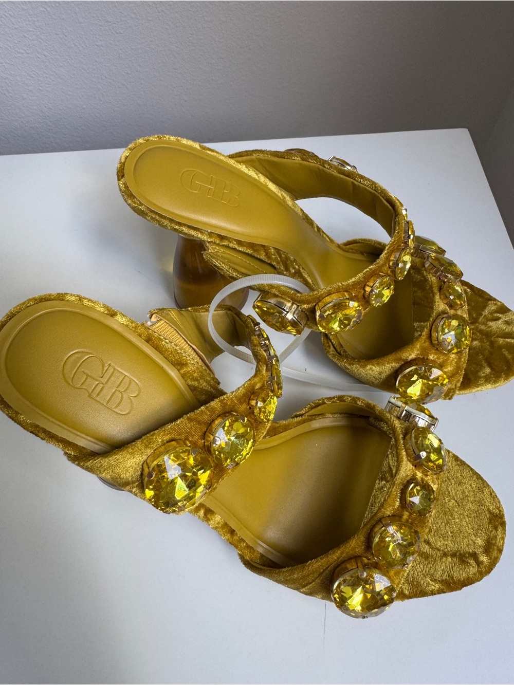 NWT Gianni Bini News-Flash Velvet Jewel Ornament Dress Slide Sandals Sz 6,5 - Picture 12 of 13